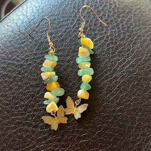 Hand made earrings with butterfly